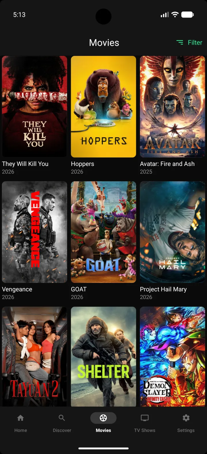 EasyCine Android movies app — Movies screen screenshot