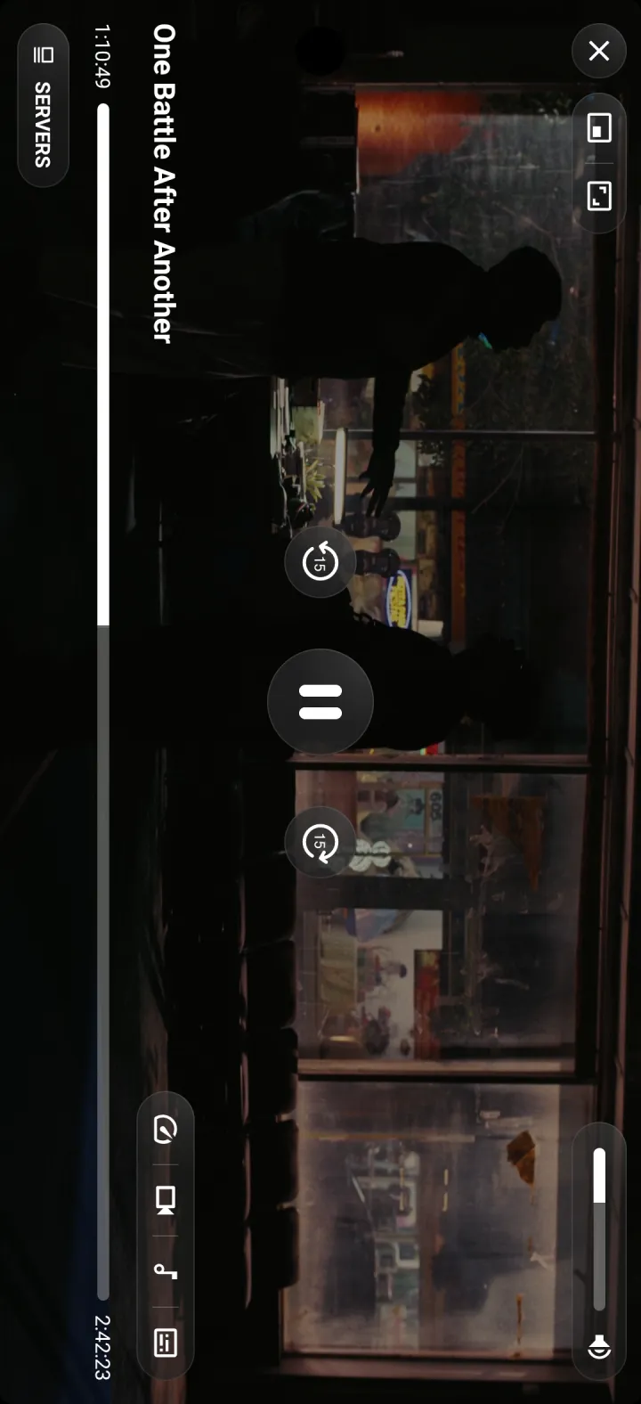 EasyCine Android app video player in landscape mode with playback controls
